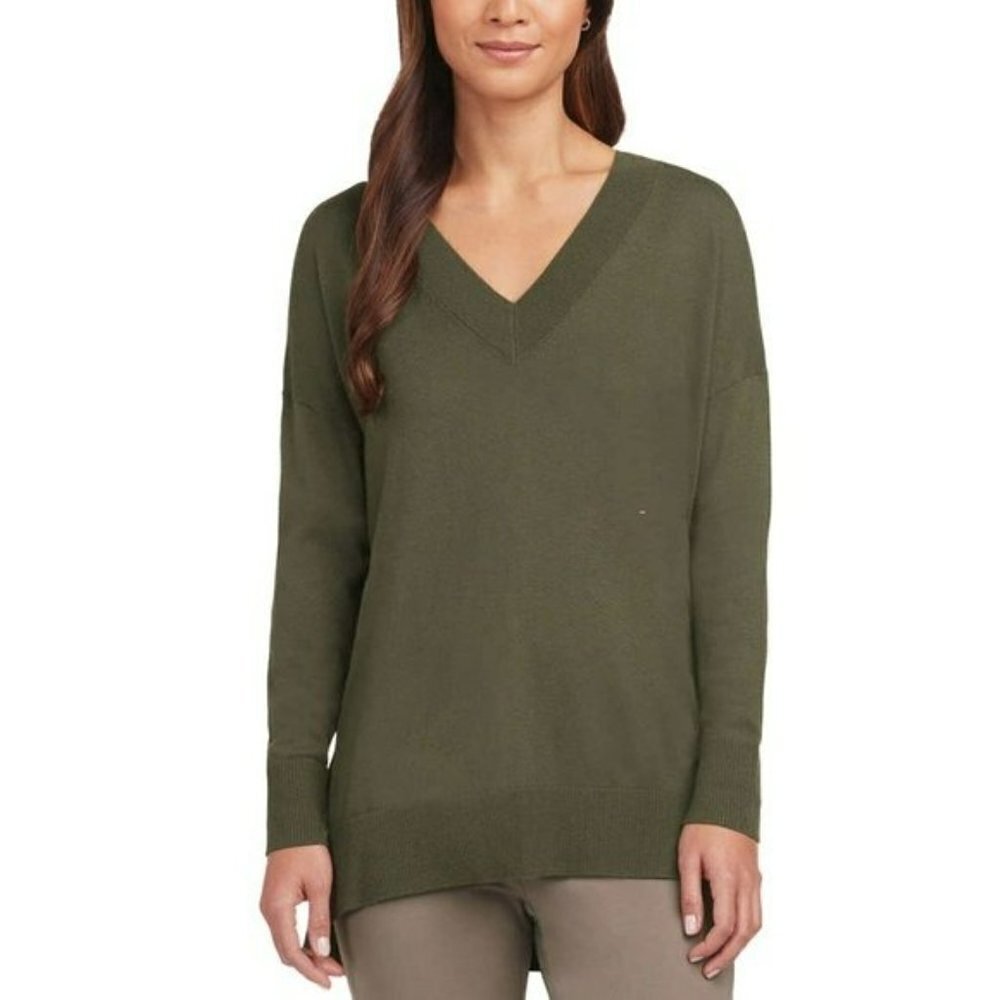 NWT Matty M Women's Lightweight Knit V-Neck Tunic Length Sweater